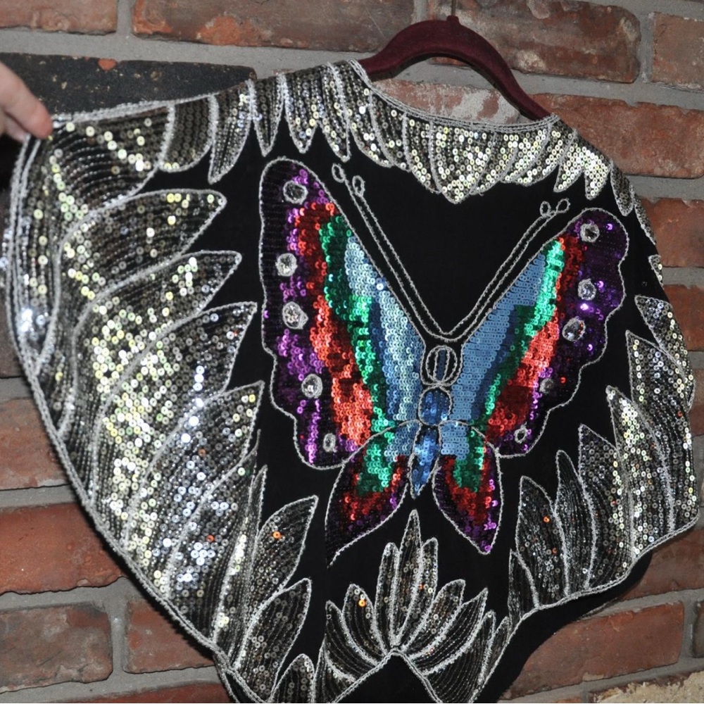 Sequin Butterfly Black Top size m